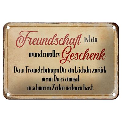 Tin sign saying 18x12cm friendship is a gift decoration