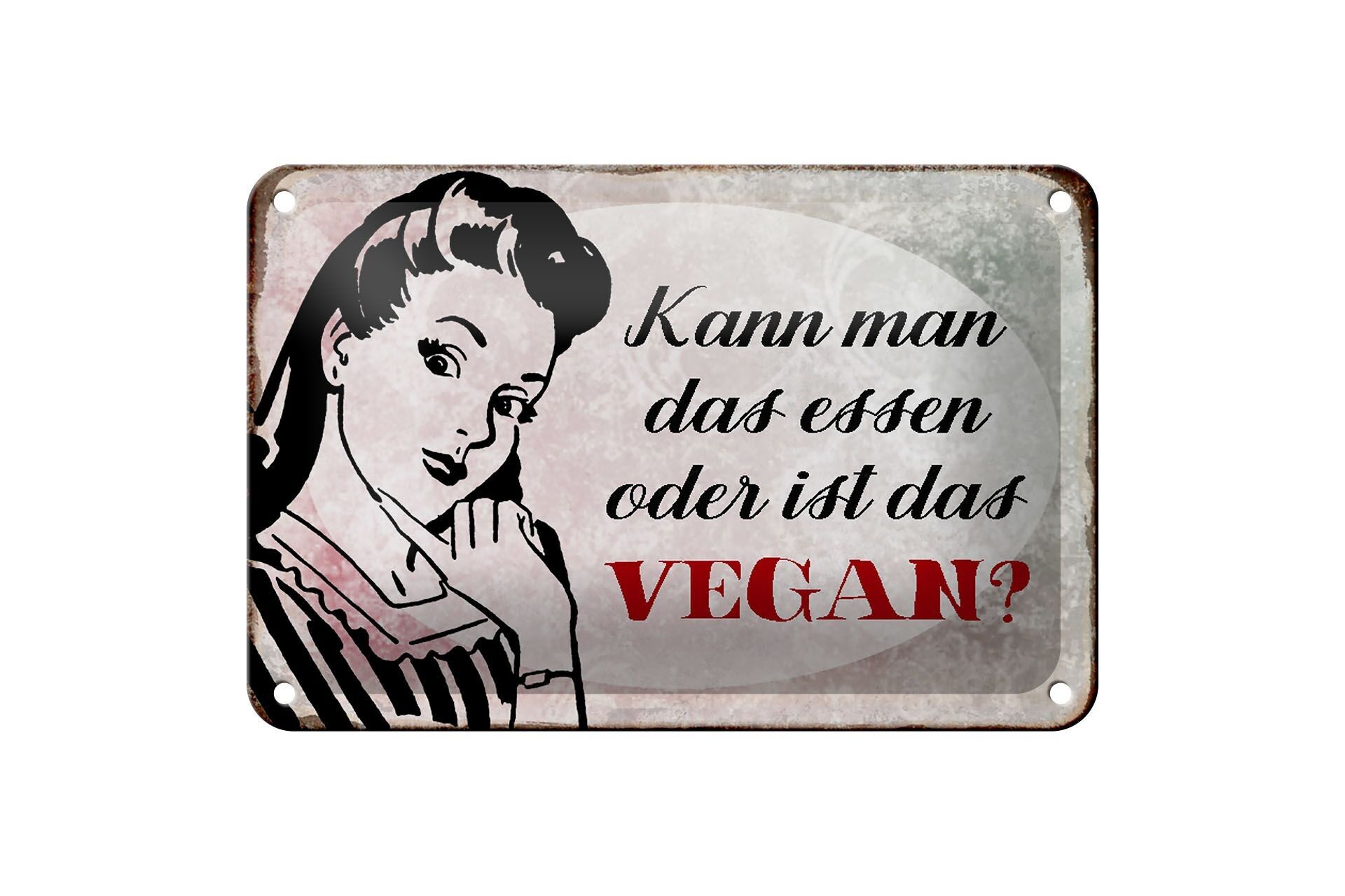 Tin sign retro 18x12cm can you eat that it's vegan decoration