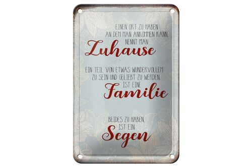 Blechschild Spruch 12x18cm Zuhause Familie Segen Geschenk Dekoration