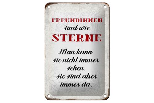 Blechschild Spruch 12x18cm Freundinnen sind wie Sterne Dekoration