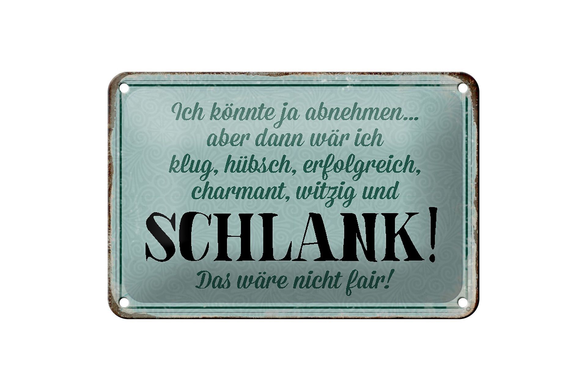 Blechschild Spruch 18x12cm könnte abnehmen dann klug hübsch Dekoration