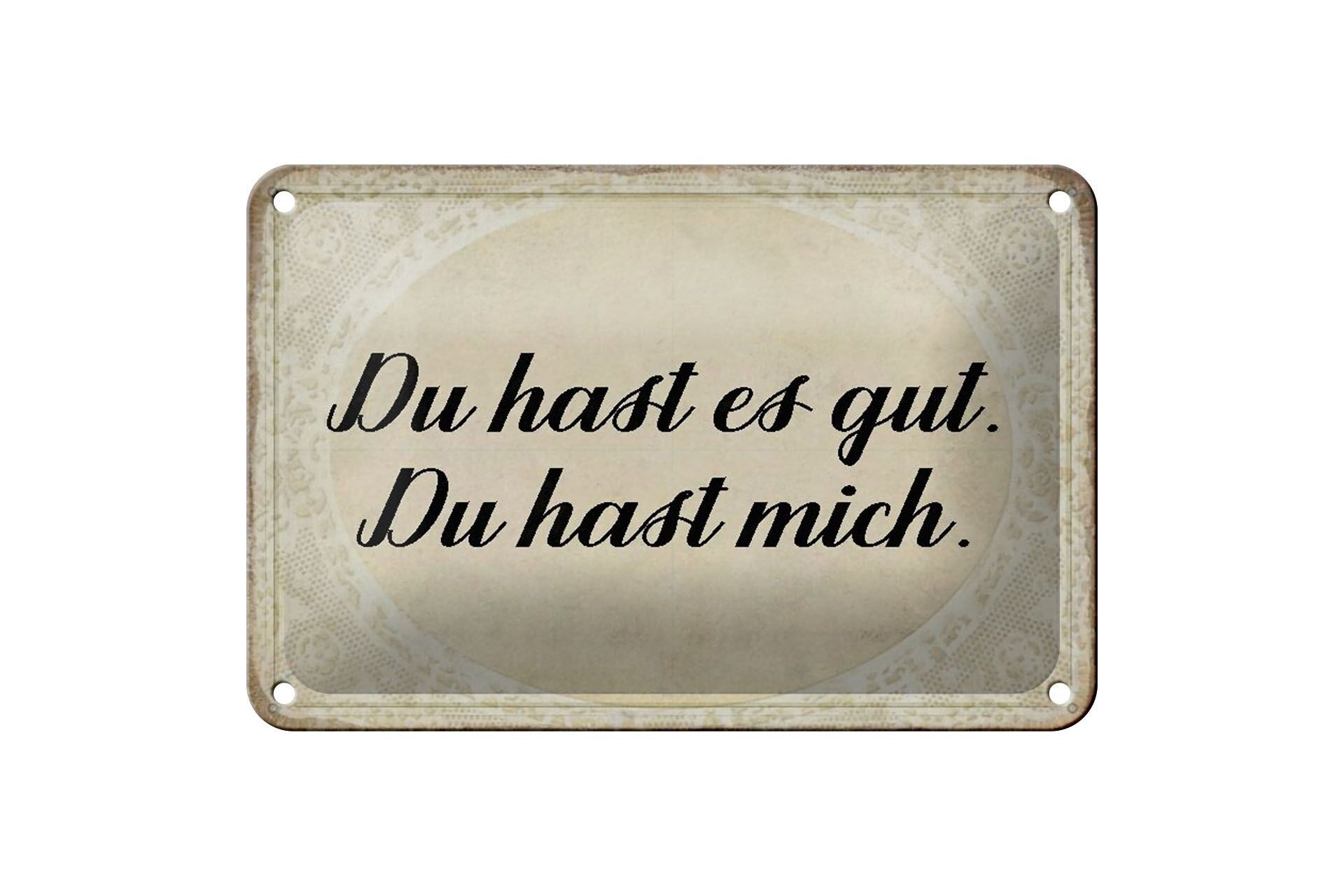 Targa in metallo con scritta "you have it well you have me" decorazione 18x12 cm