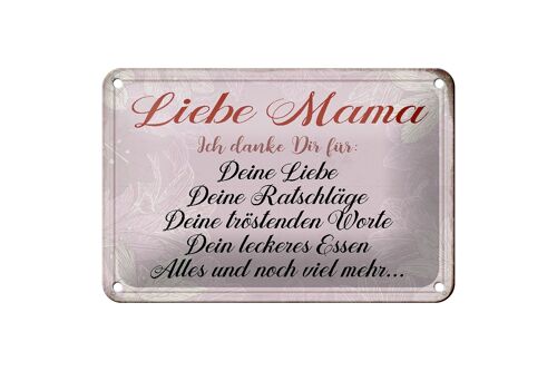 Blechschild Spruch 18x12cm liebe Mama ich danke dir Liebe Dekoration