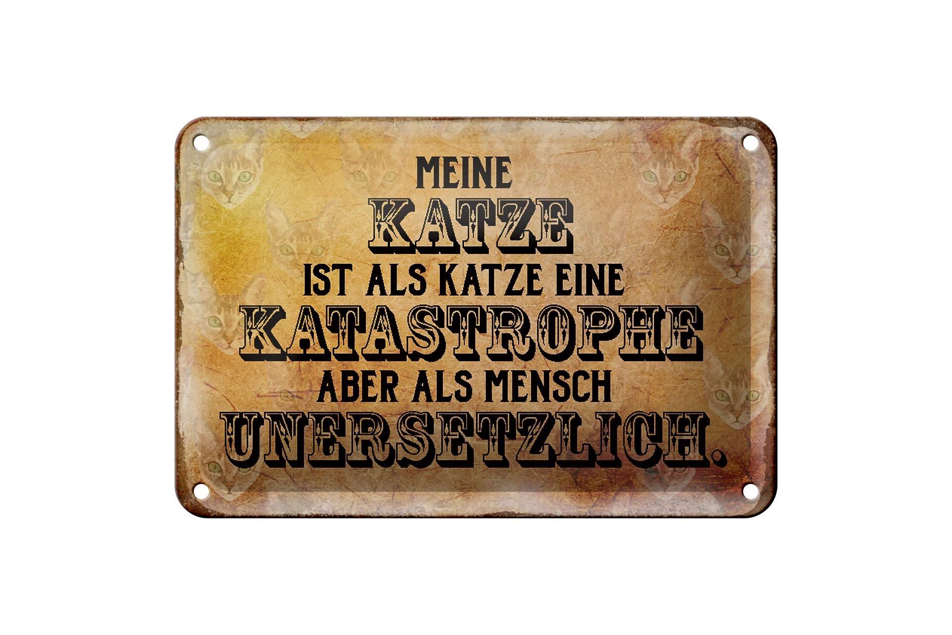 Targa in metallo con scritta 18x12 cm il mio gatto è una decorazione disastrosa