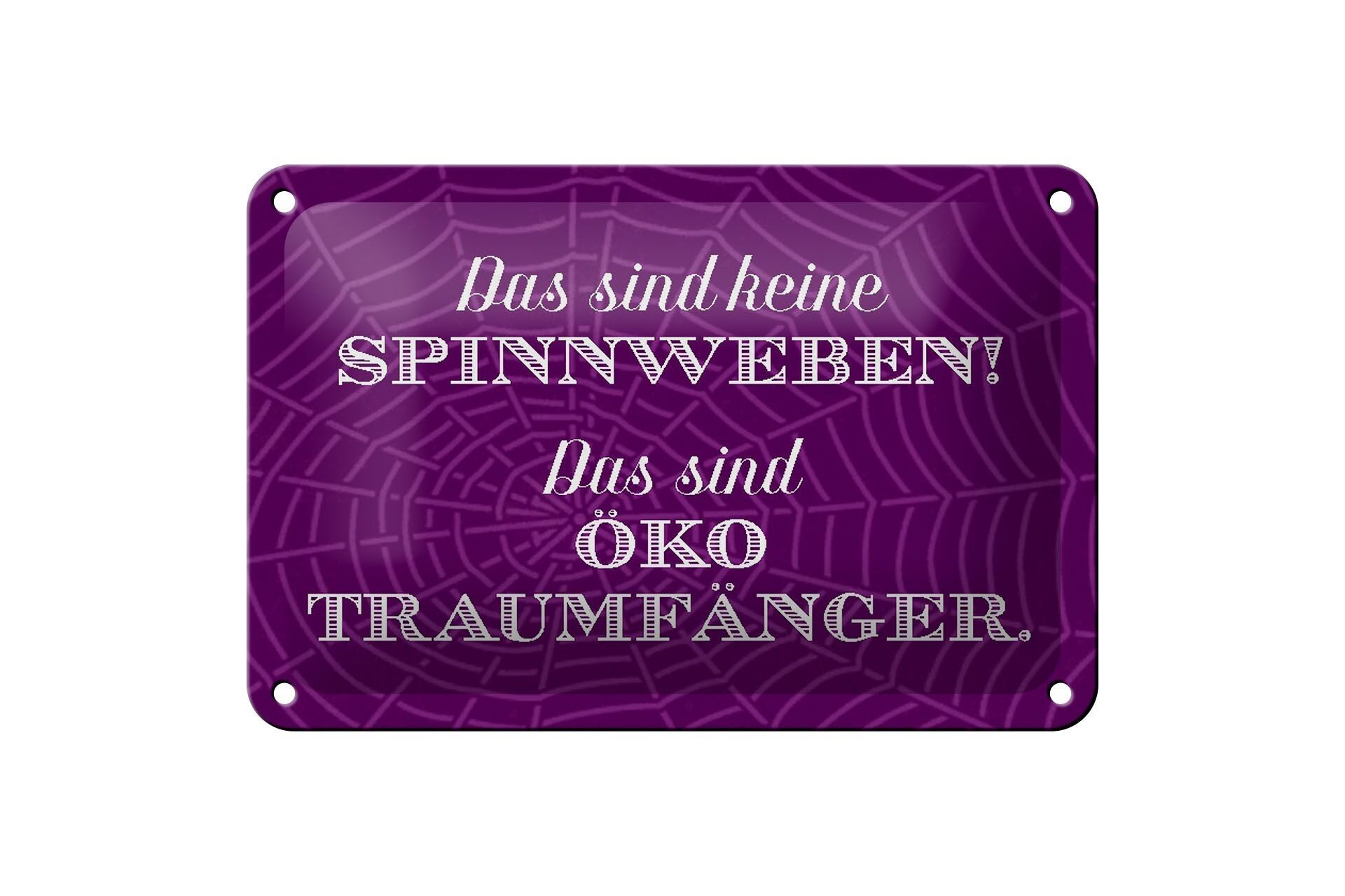 Targa in metallo con scritta 18x12 cm senza ragnatele, decorazione ecologica con acchiappasogni