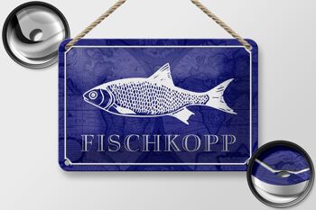 Panneau en étain disant 18x12cm, décoration cadeau poisson Fischkopp 2