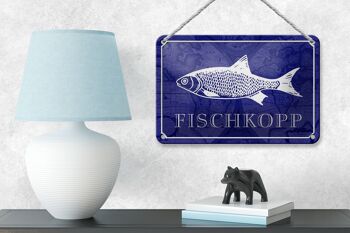 Panneau en étain disant 18x12cm, décoration cadeau poisson Fischkopp 4