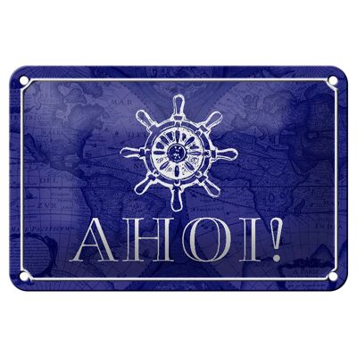 Targa in metallo con scritta "Ahoy", decorazione per barca, marinaio, 18x12 cm