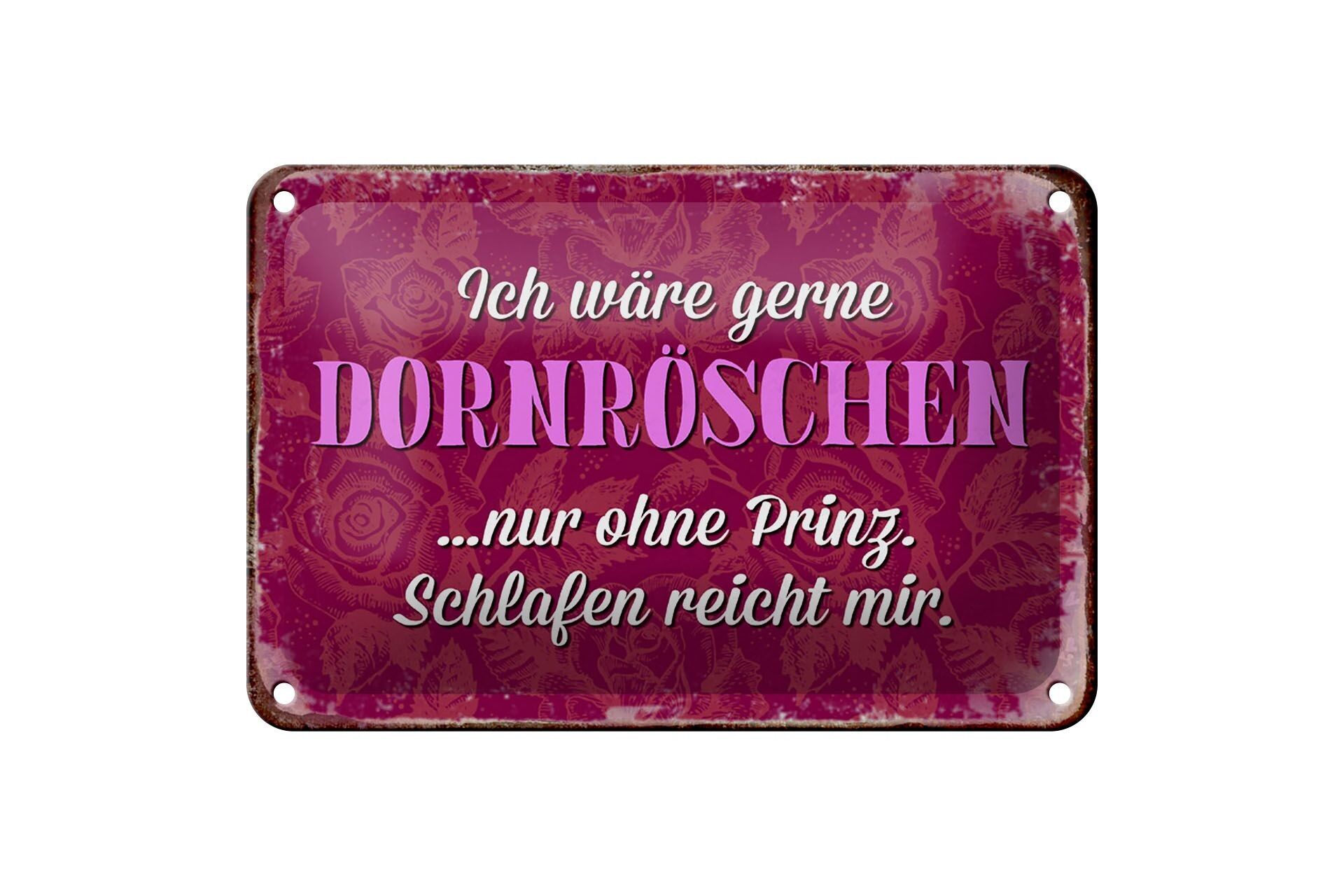 Targa in metallo con scritta 18x12 cm Mi piace la bella addormentata senza decorazione del principe