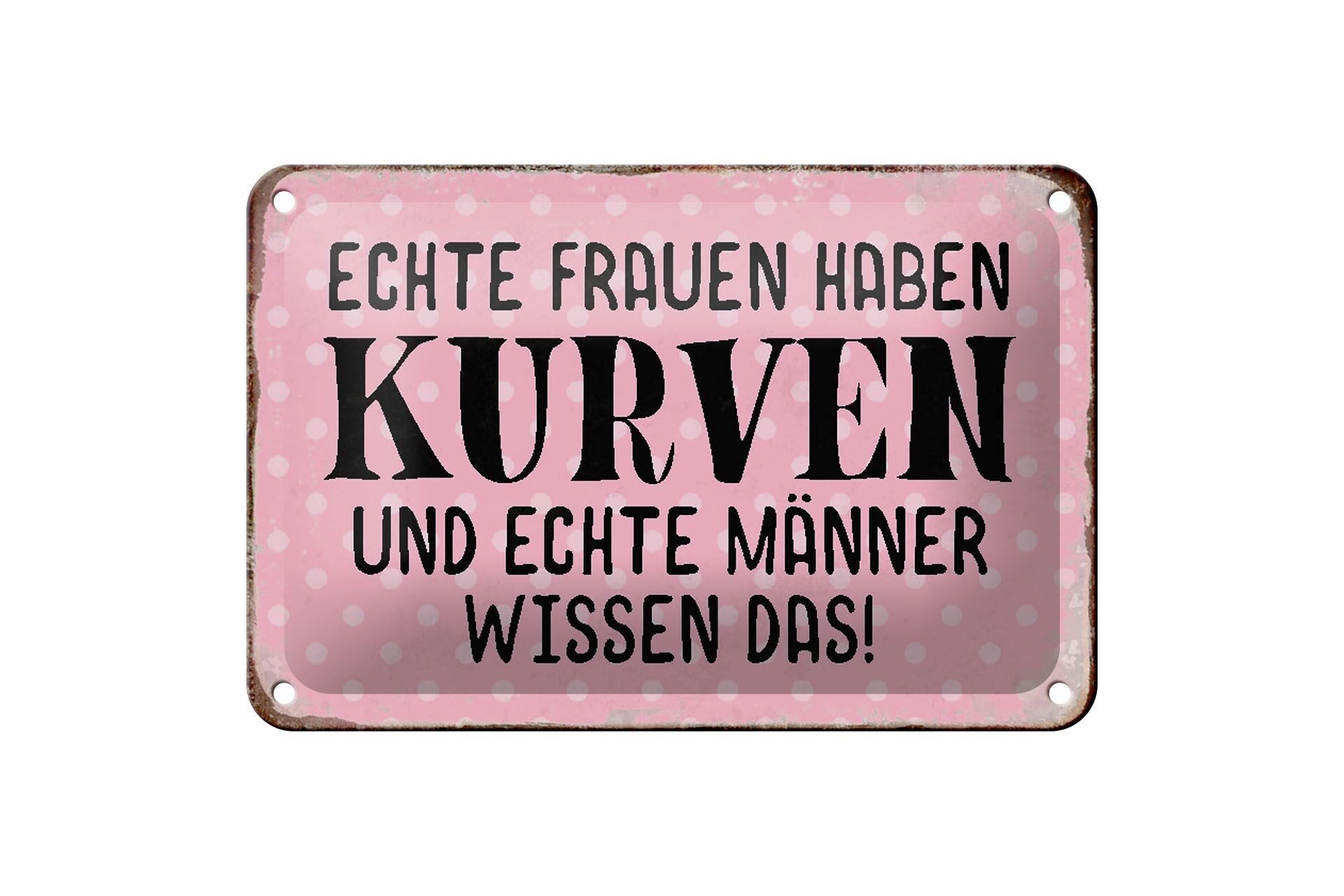 Targa in metallo con scritta 18x12 cm. Le donne vere hanno una decorazione con le curve degli uomini
