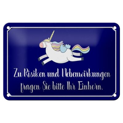 Blechschild Spruch 18x12cm zu Risiken fragen Sie Einhorn Dekoration