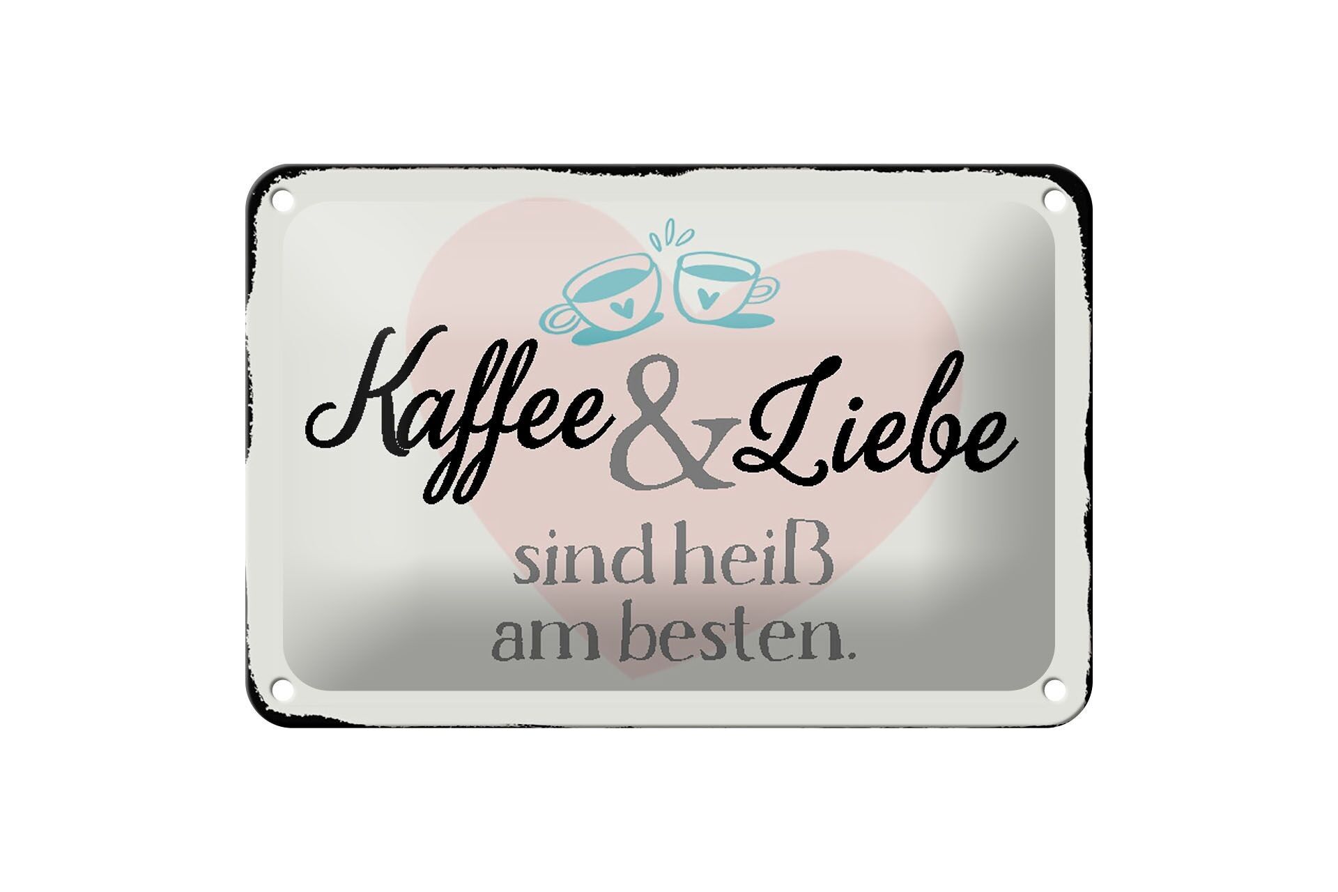 Targa in metallo da 18 x 12 cm con scritta "caffè e amore caldo", la migliore decorazione