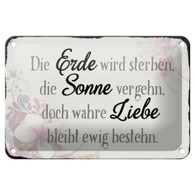 Blechschild Spruch 18x12cm wahre Liebe bleibt ewig bestehn Dekoration