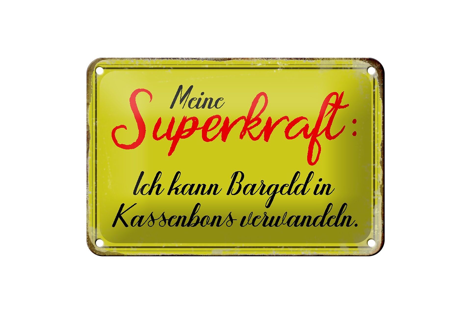 Targa in metallo con scritta "Superpower" Decorazione per ricevute di contanti, 18x12 cm