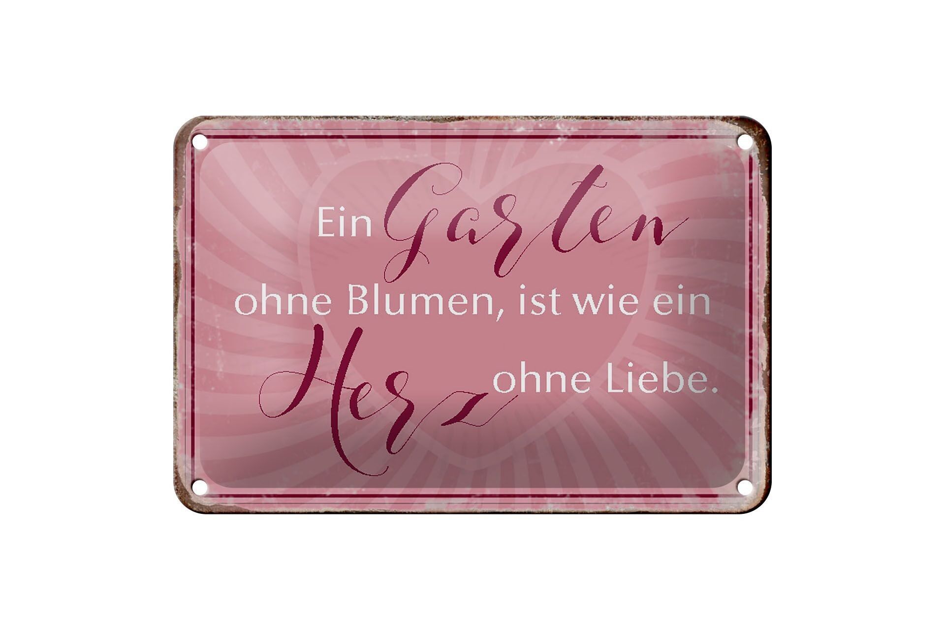 Targa in metallo con scritta 18x12 cm Giardino senza fiori come cuore senza decorazione