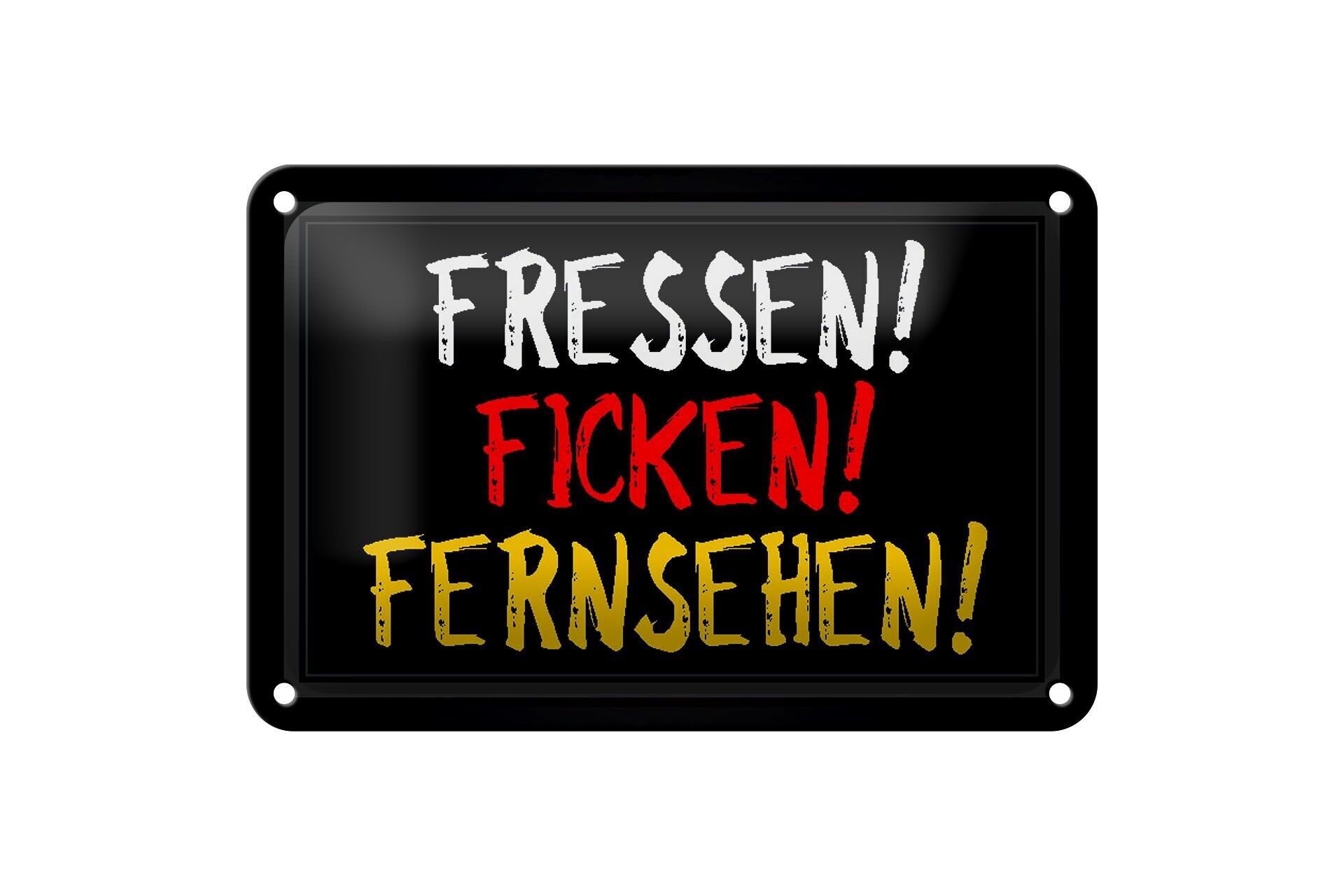 Tin sign saying 18x12cm eat fuck television decoration