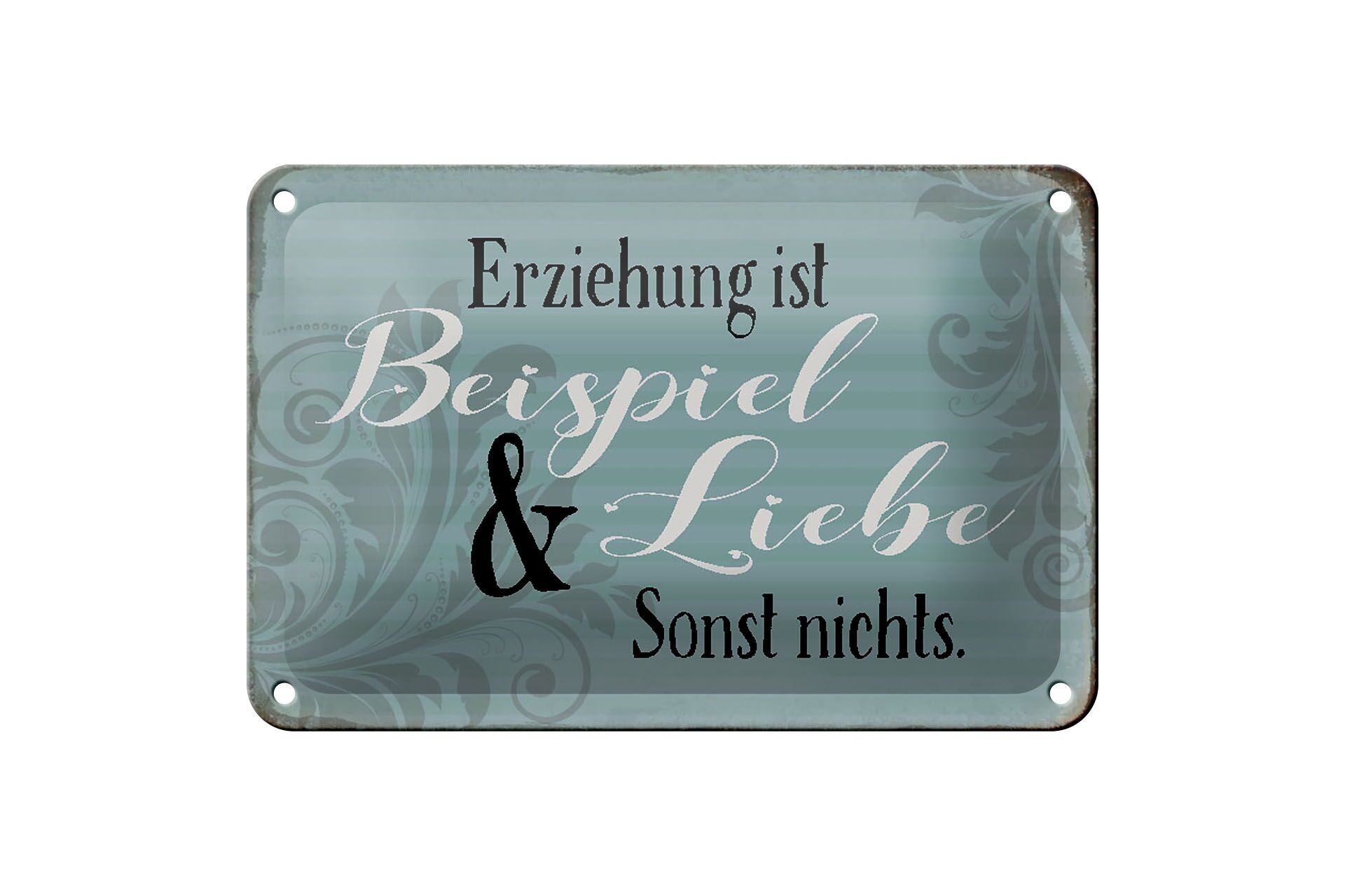 Targa in metallo con scritta 18x12 cm L'educazione è esempio e ama la decorazione