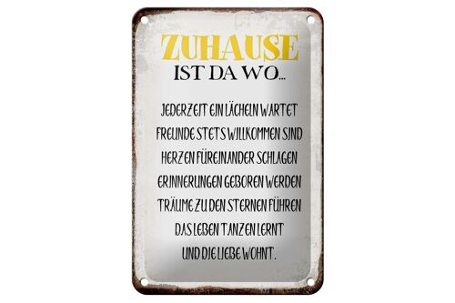 Blechschild Spruch 12x18cm Zuhause ist da wo Liebe Herzen Dekoration