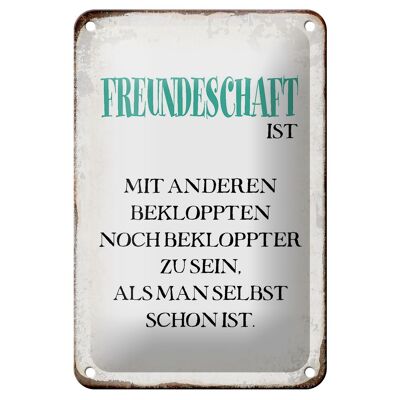 Targa in metallo con scritta "L'amicizia è con gli altri" 12x18 cm. Decorazione