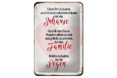 Blechschild Spruch 12x18cm Zuhause Familie Segen Herz Dekoration