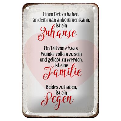 Blechschild Spruch 12x18cm Zuhause Familie Segen Herz Dekoration