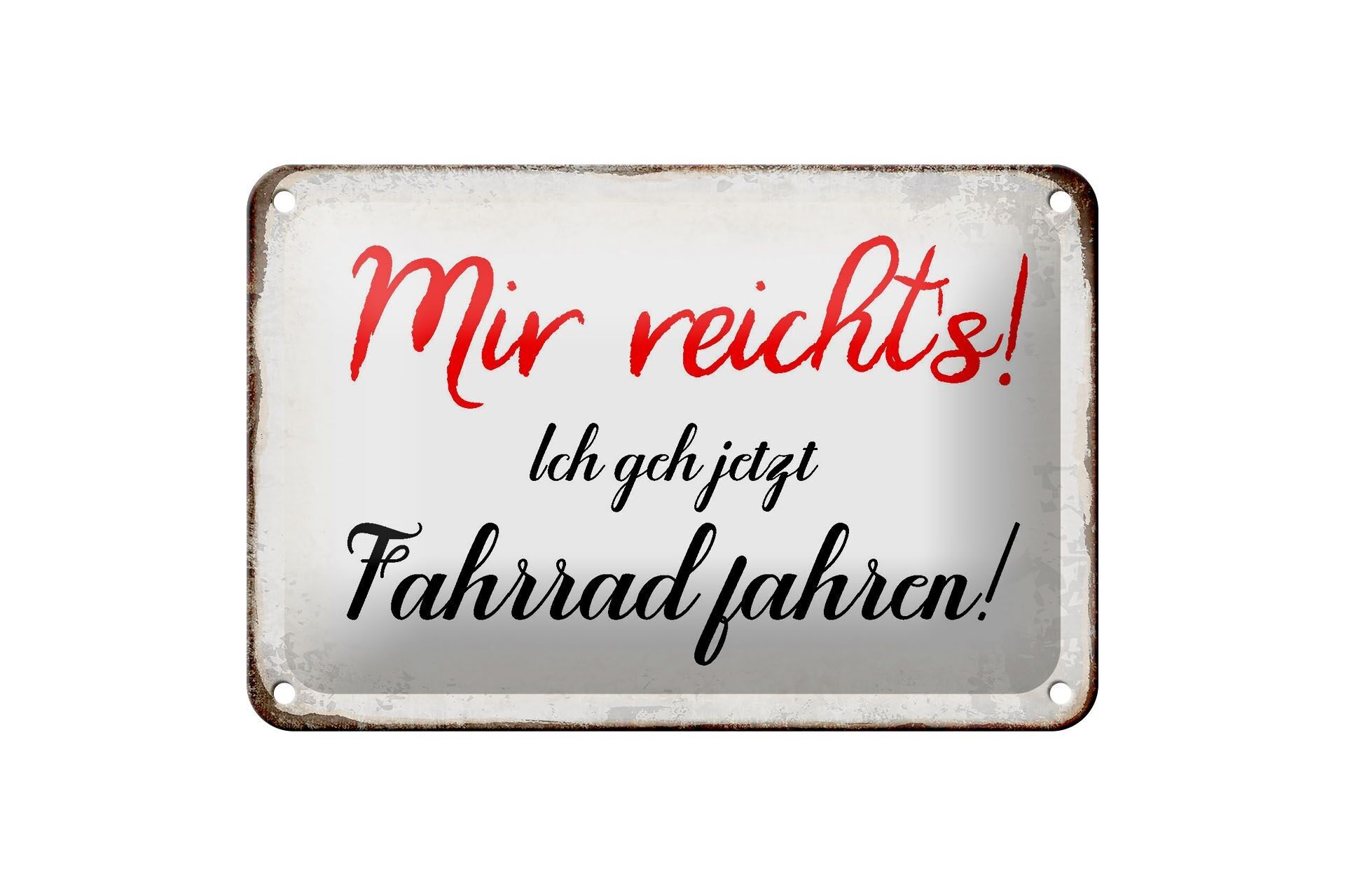 Cartel de chapa que dice 18x12cm ya me basta, voy en bicicleta decoración