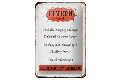 Blechschild Spruch 12x18cm Eltern GmbH 24/7 lebenslang Dekoration