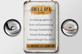 Plaque en tôle disant 12x18 cm Oma Grandpa GmbH Décoration à vie 24h/24 et 7j/7 2