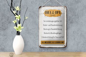 Plaque en tôle disant 12x18 cm Oma Grandpa GmbH Décoration à vie 24h/24 et 7j/7 4