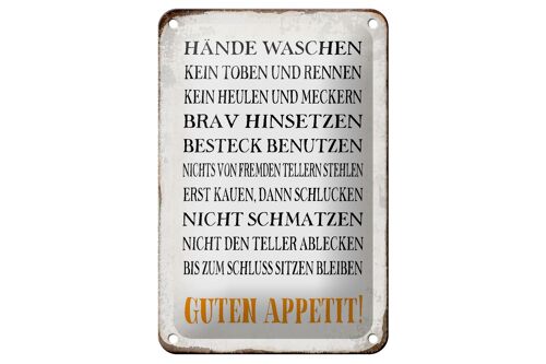 Blechschild Spruch 12x18cm Hände waschen guten Appetit Dekoration