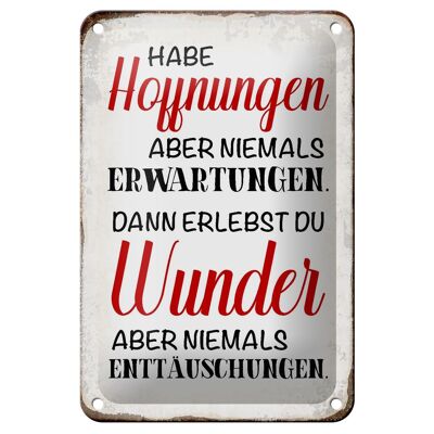 Blechschild Spruch 12x18cm habe Hoffnung Erwartungen Wunder Dekoration