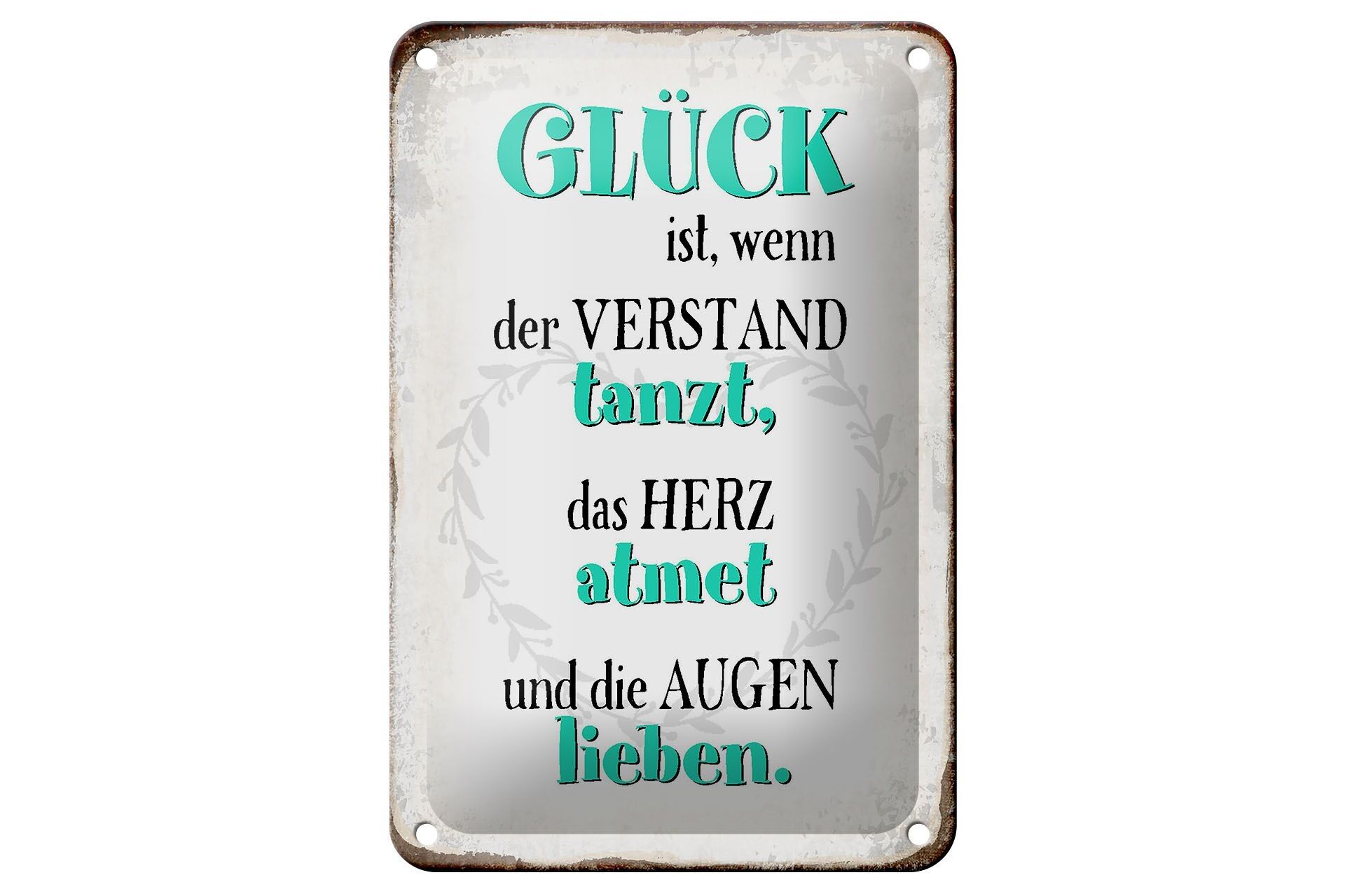 Targa in metallo con scritta 12x18 cm La felicità è quando la mente danza decorazione