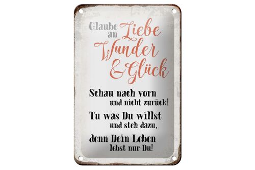 Blechschild Spruch 12x18cm glaube an Liebe Wunder Glück Dekoration