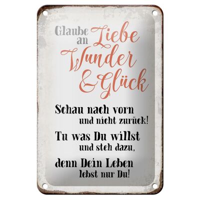 Blechschild Spruch 12x18cm glaube an Liebe Wunder Glück Dekoration