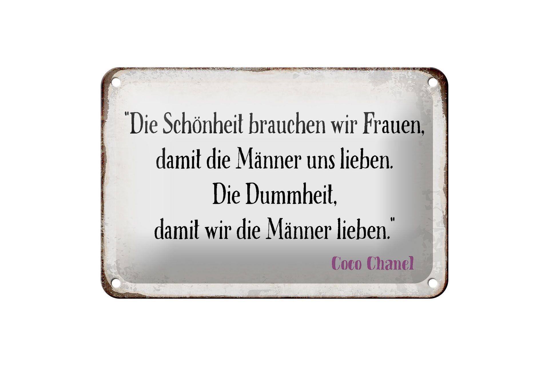 Targa in metallo con scritta 18x12 cm bellezza donne stupidità uomini decorazione