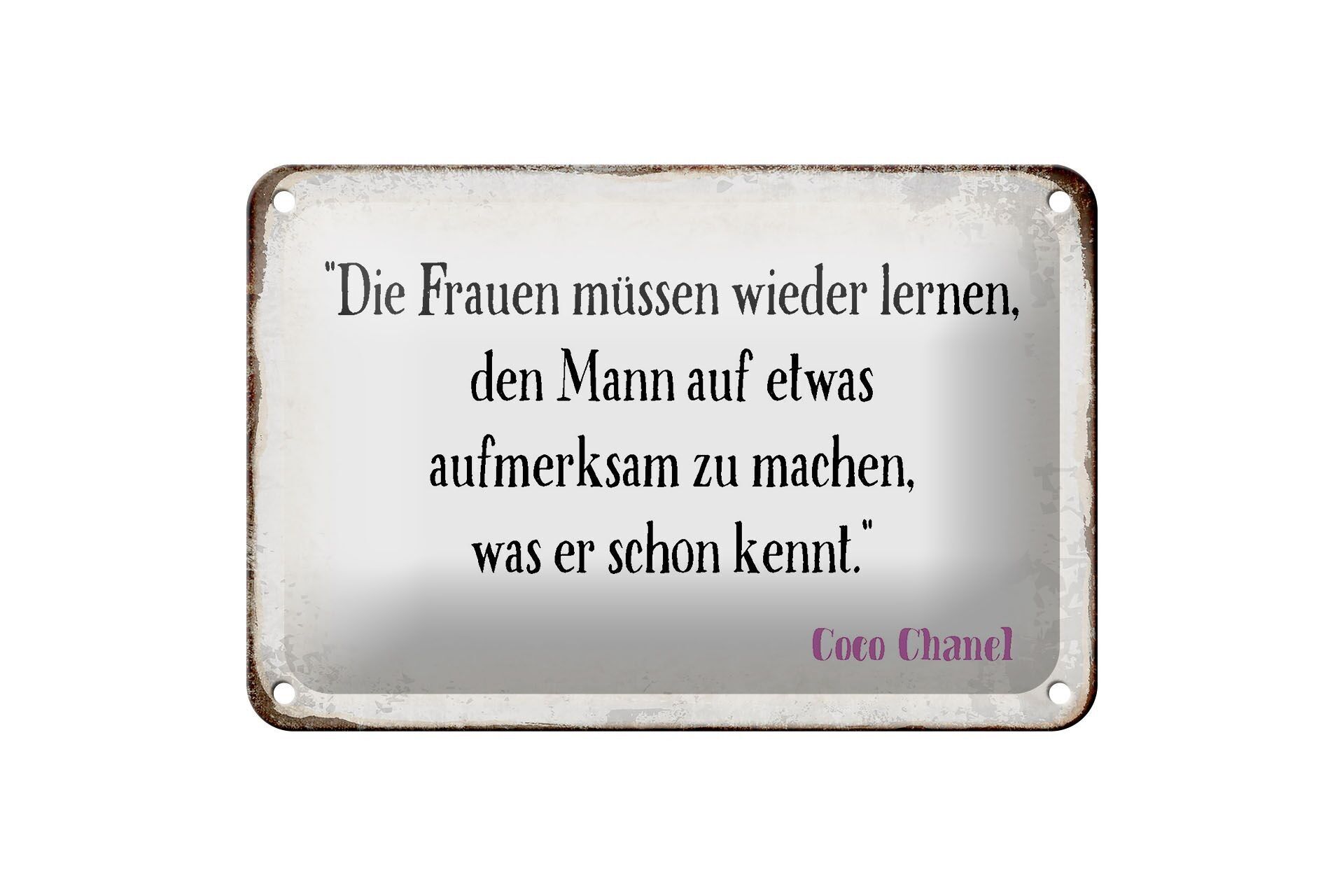 Targa in metallo con scritta 18x12 cm le donne non devono imparare la decorazione dell'uomo