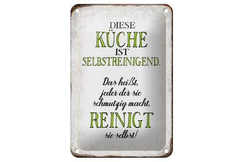 Blechschild Spruch 18x12cm diese Küche ist selbstreinigend Dekoration