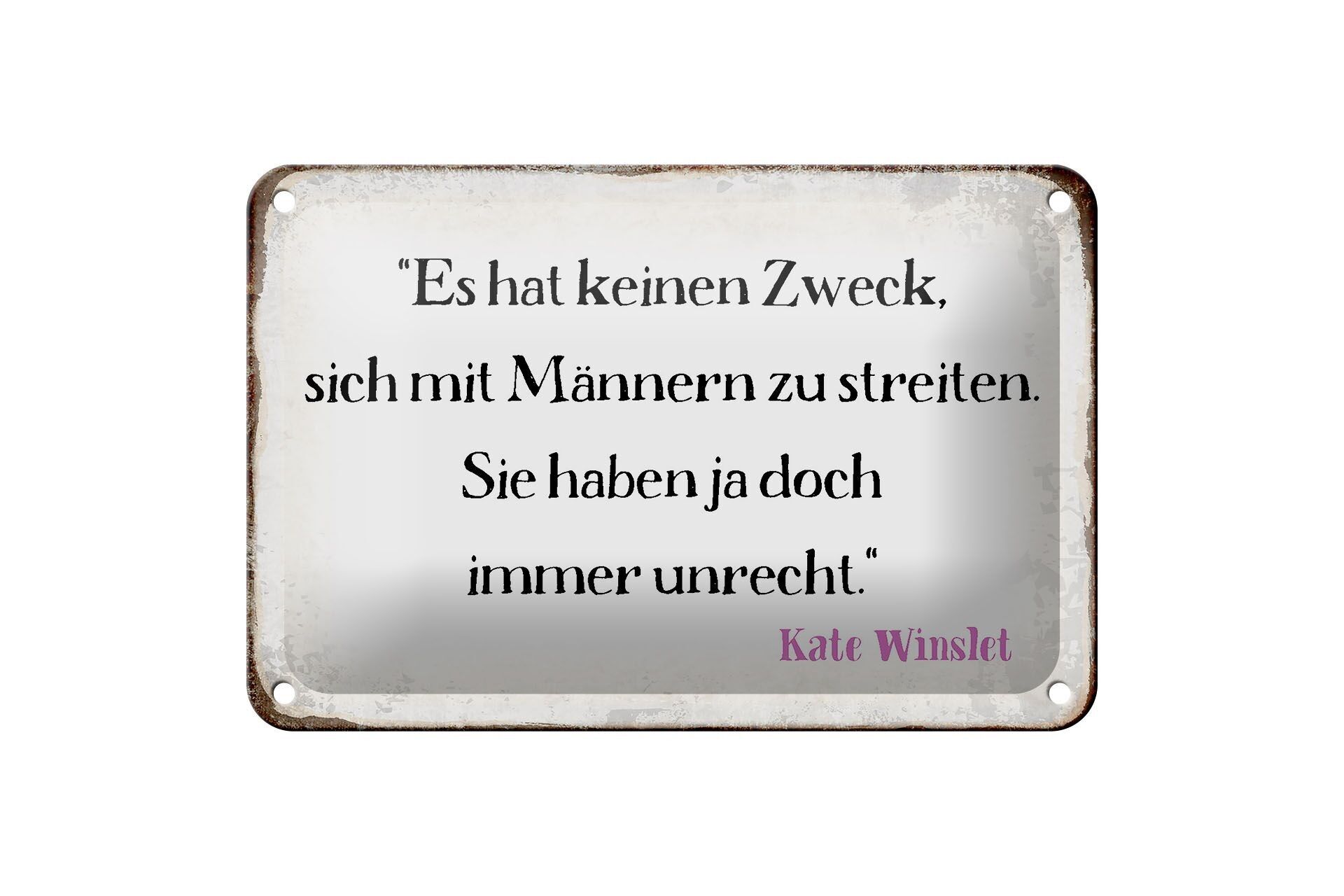 Cartel de chapa que dice 18x12cm sin propósito con decoración de hombres