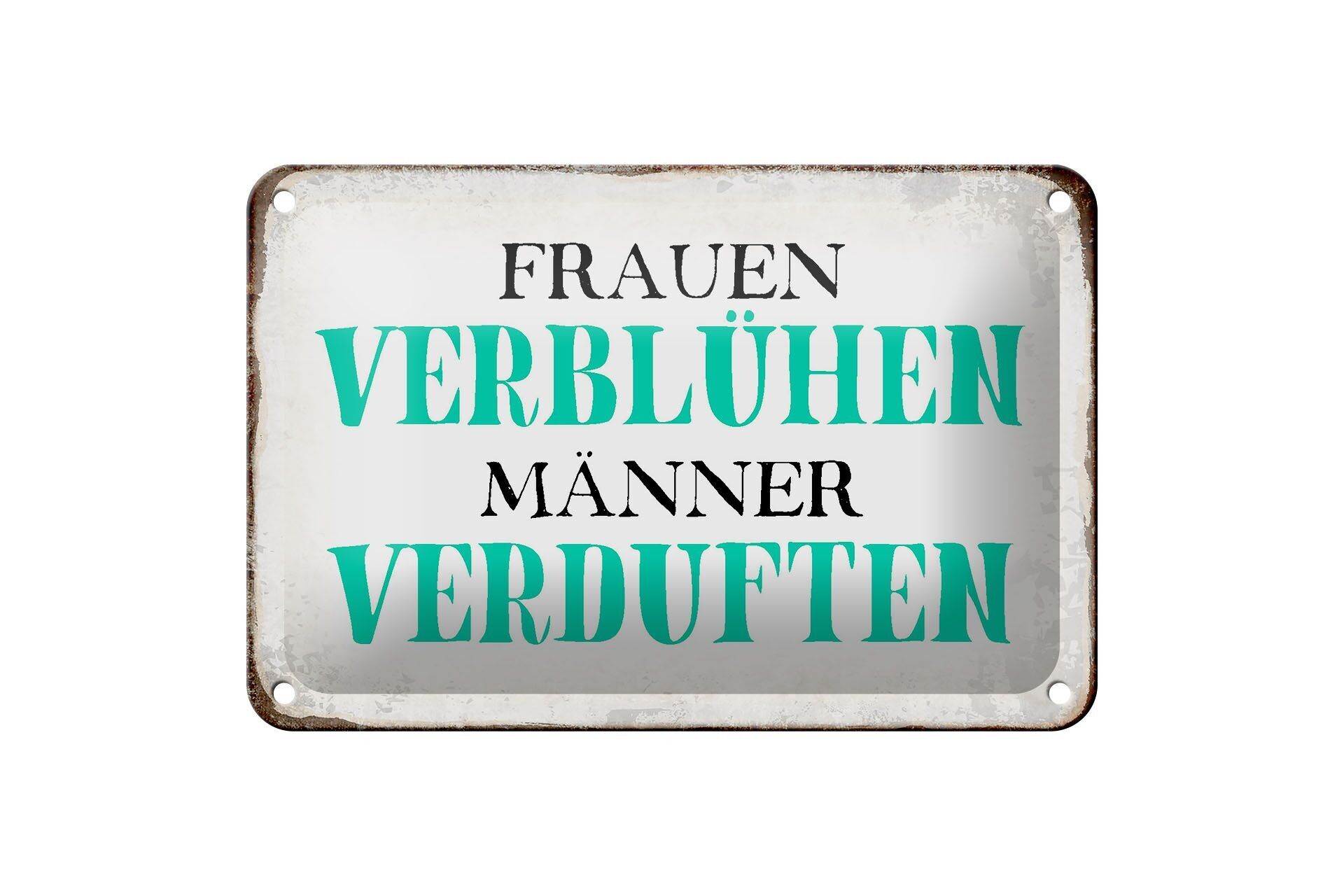 Targa in metallo con scritta "Donne svaniscono" decorazione regalo per uomini 18x12 cm