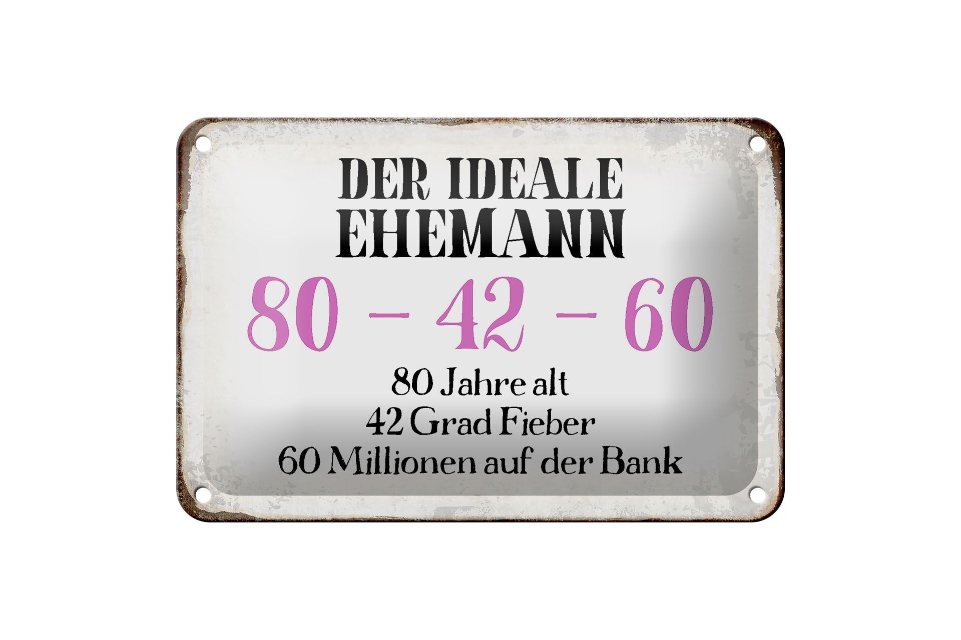 Targa in latta con scritta 18x12 cm decorazione il marito ideale anni 80-42-60