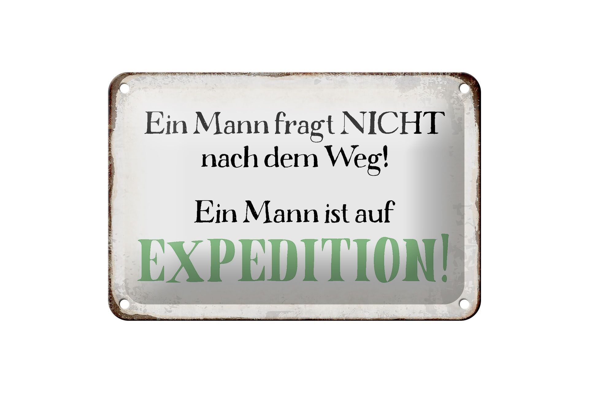 Tin sign saying 18x12cm man doesn't ask for directions decoration