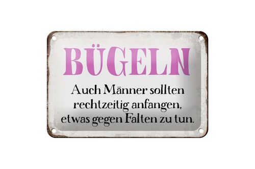 Blechschild Spruch 18x12cm Bügeln auch Männer sollten Dekoration