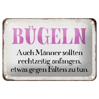 Blechschild Spruch 18x12cm Bügeln auch Männer sollten Dekoration