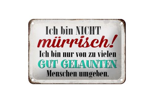 Blechschild Spruch 18x12cm ich bin nicht mürrisch bin nur Dekoration