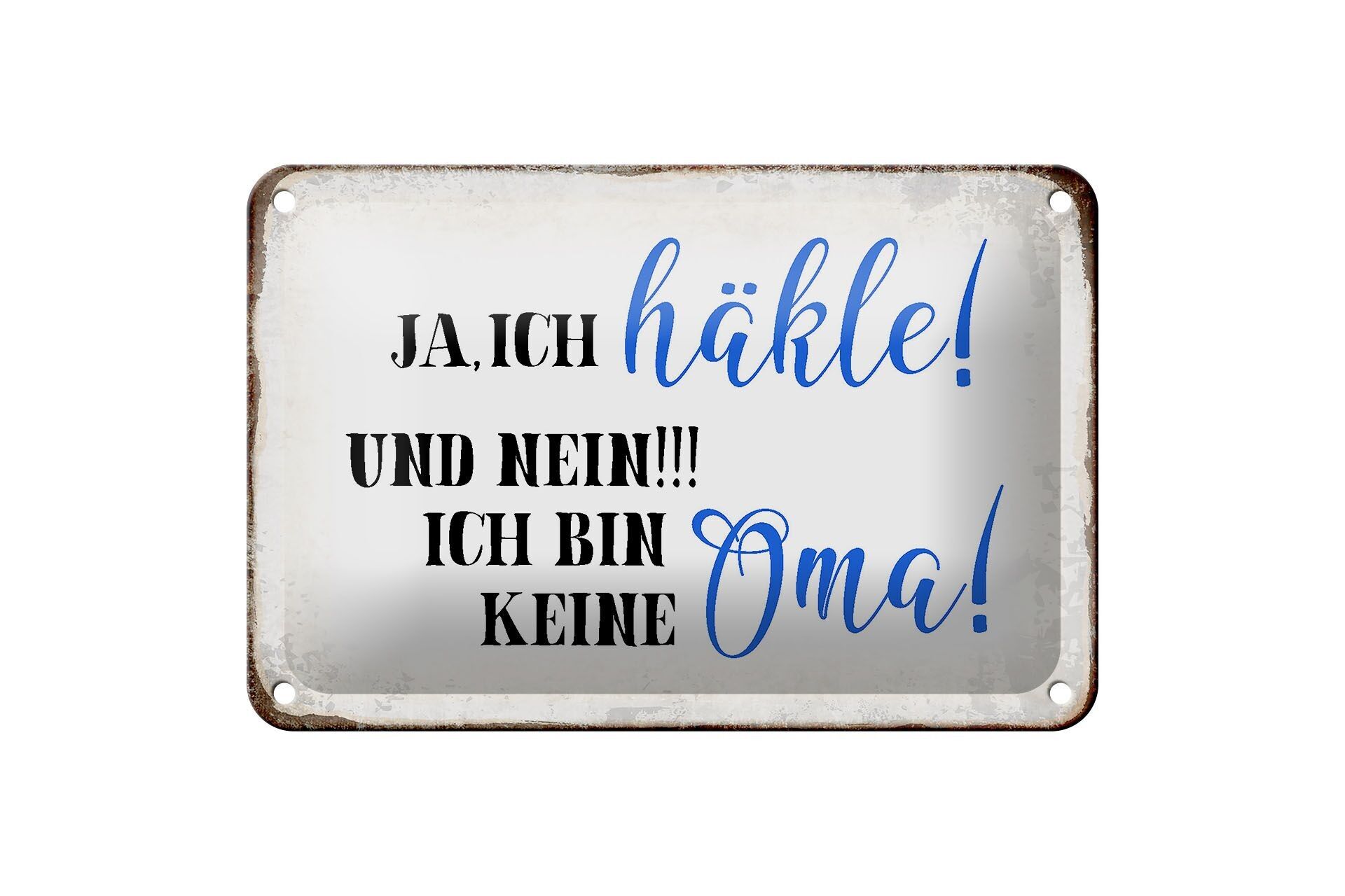 Targa in metallo con scritta 18x12 cm sì, lavoro all'uncinetto e non sono una decorazione della nonna