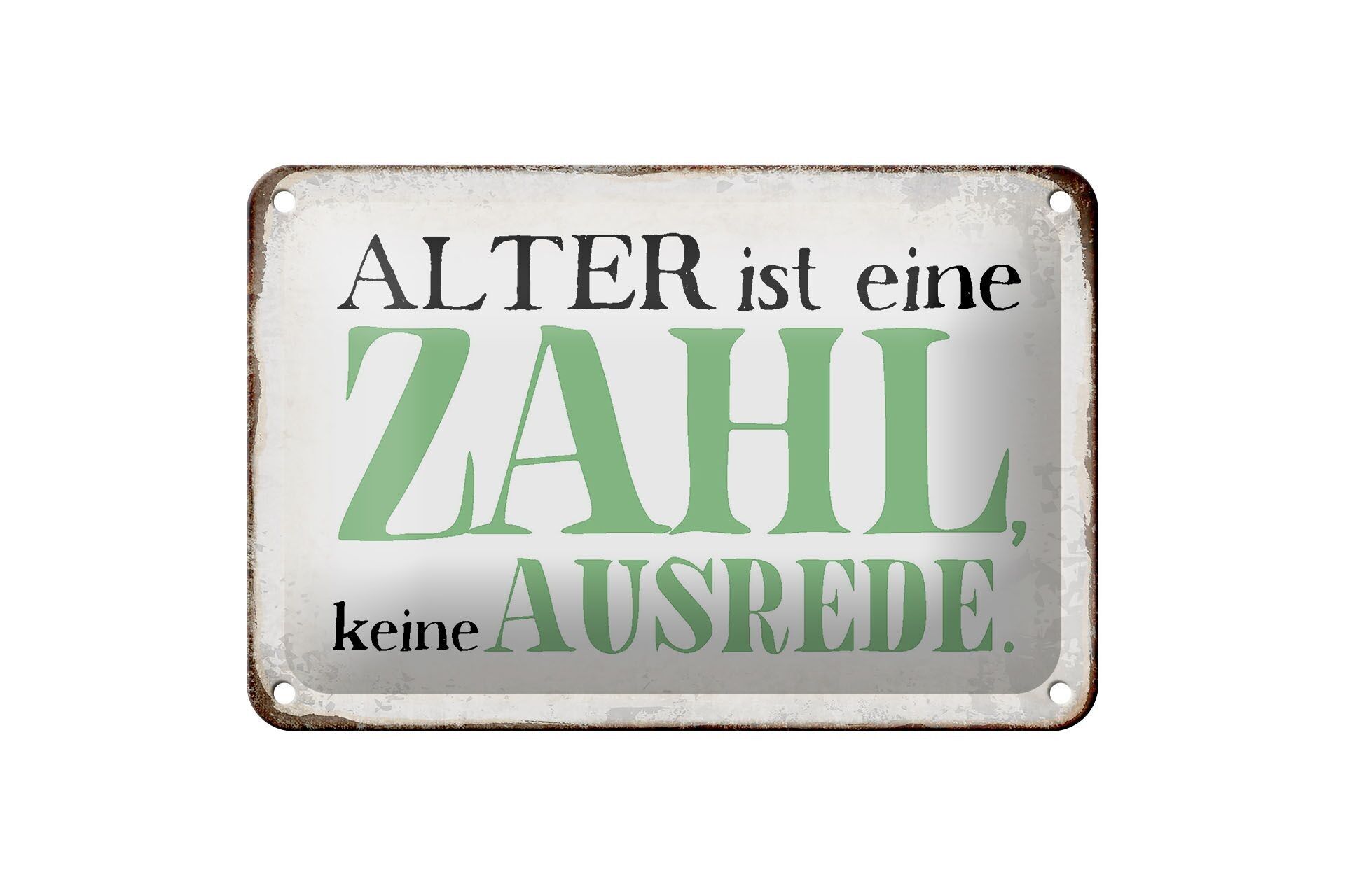 Targa in metallo con scritta 18x12 cm L'età è un numero, nessuna scusa, decorazione