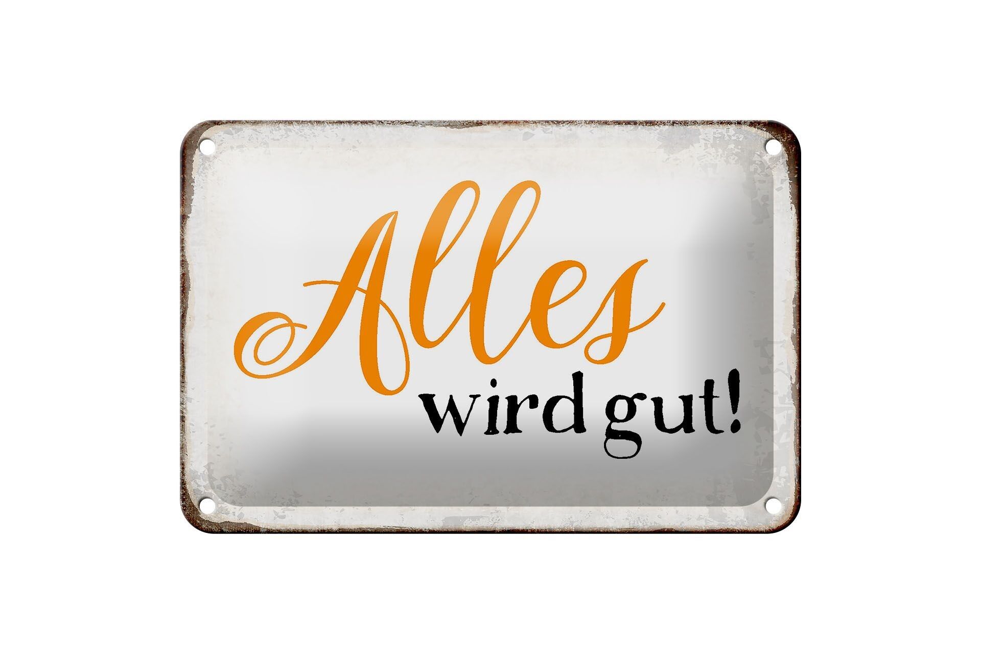 Targa in metallo con scritta 18x12 cm "tutto andrà bene", decorazione regalo retrò