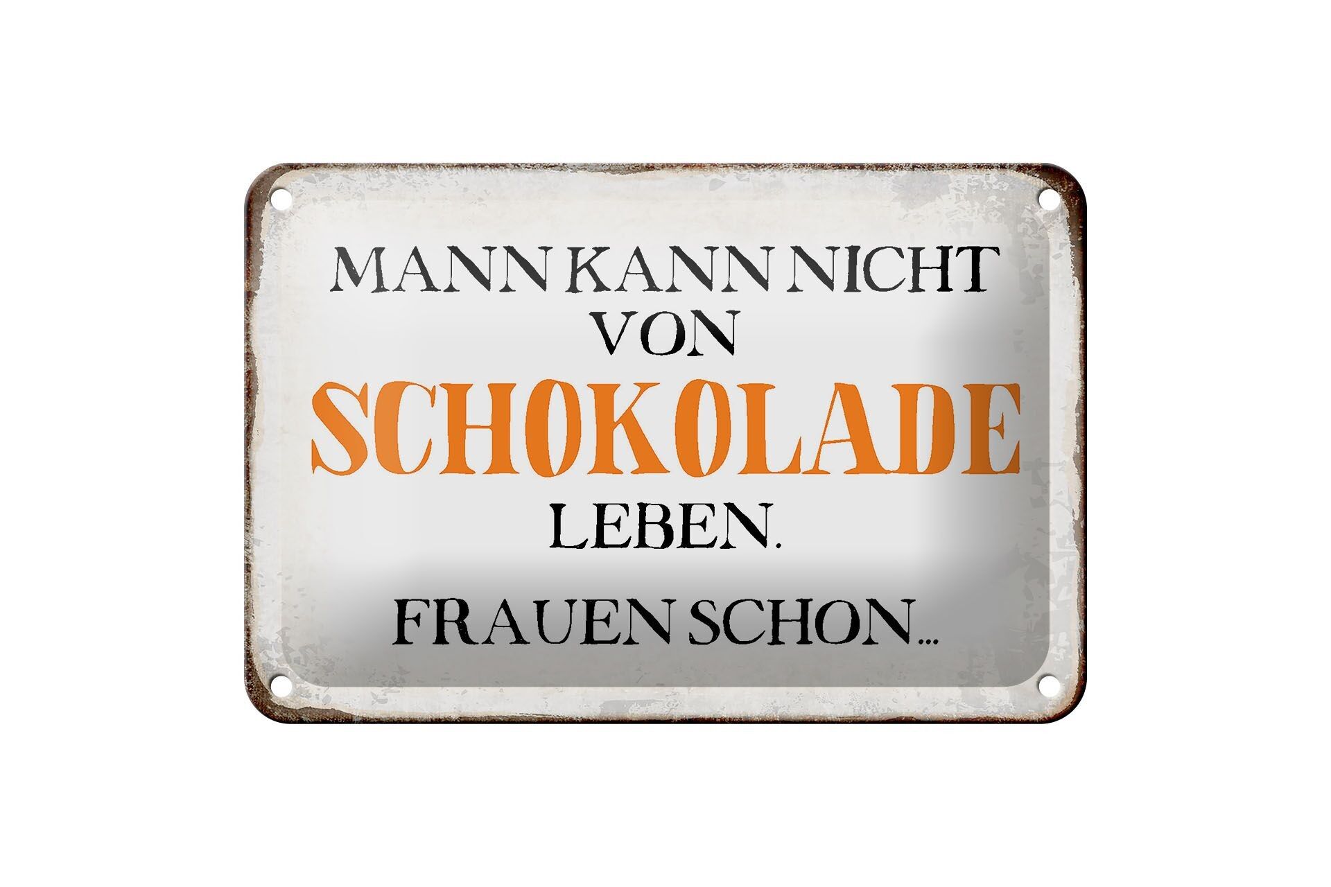 Targa in metallo con scritta 18x12 cm L'uomo non vive di decorazioni al cioccolato