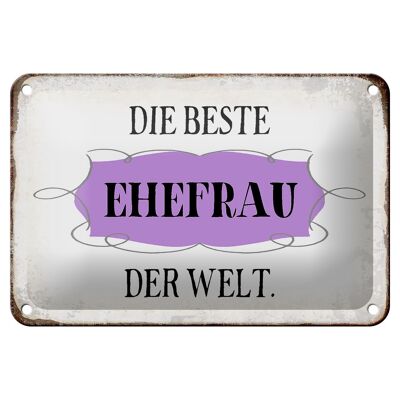 Tin sign saying 18x12cm the best wife in the world decoration
