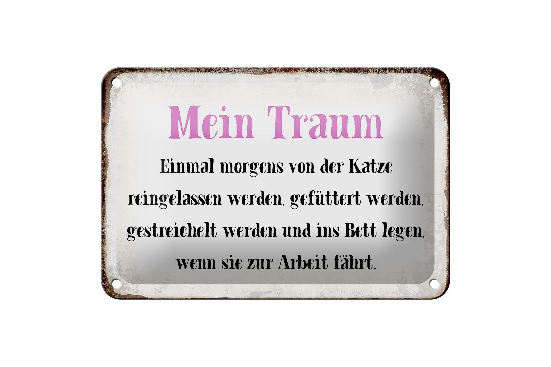 Targa in metallo con scritta 18x12 cm il mio sogno di decorare un gatto nutrito